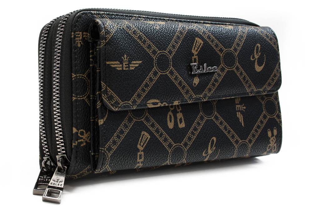 Černá zipová dámská crossbody kabelka s potiskem Eslee