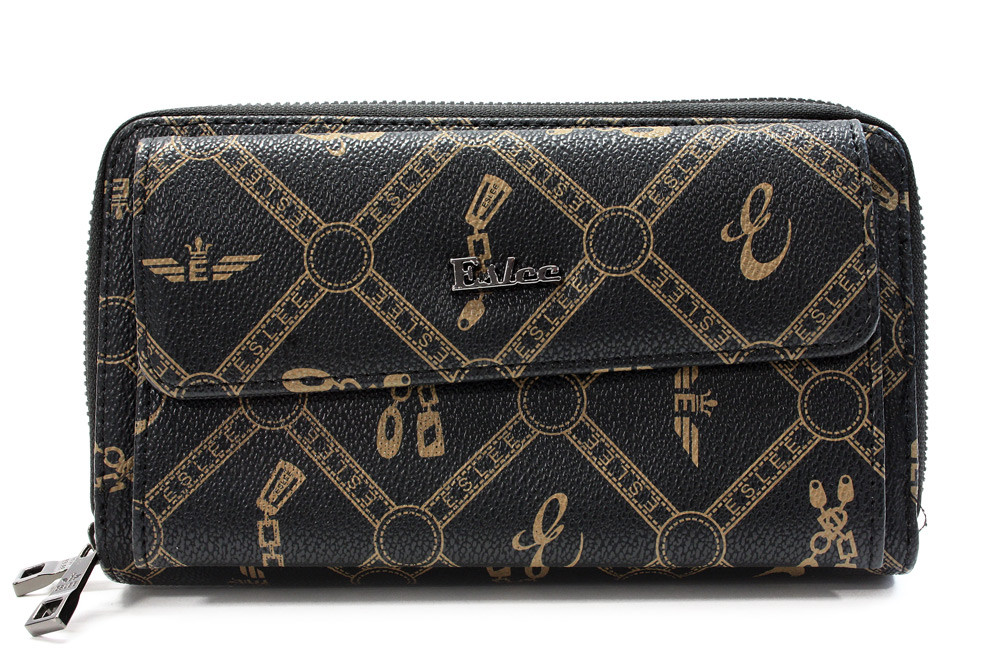 Černá zipová dámská crossbody kabelka s potiskem Eslee