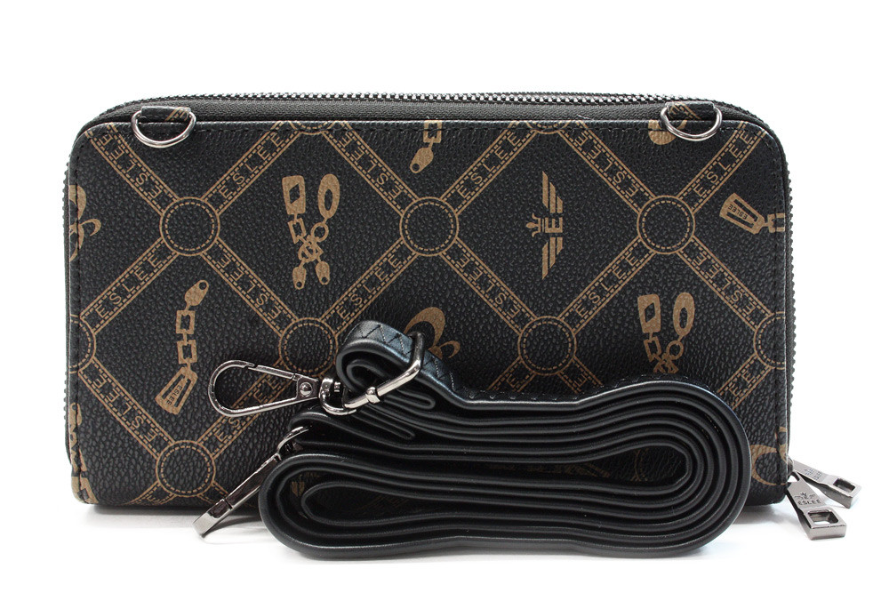 Černá zipová dámská crossbody kabelka s potiskem Eslee
