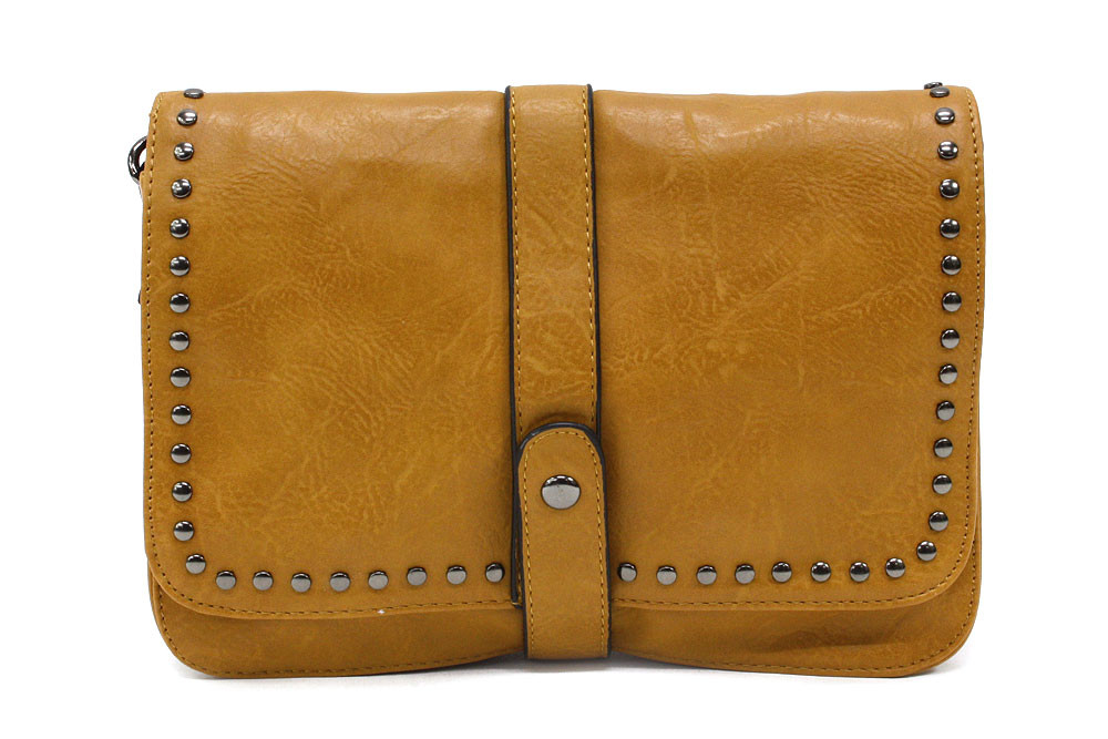 Tmavě žlutá dámská crossbody kabelka s ozdobnou klopnou Cherylyn