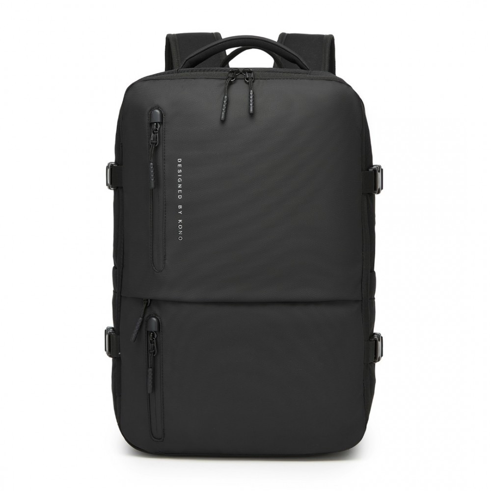 Černý praktický cestovní batoh na notebook a s USB  Evanthe