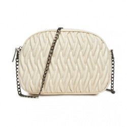 Smetanová dámská prošívaná kabelka s řetízkovým popruhem Elettra
