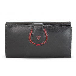Černá dámská kožená rámová peněženka s červeným ornamentem Fleur
