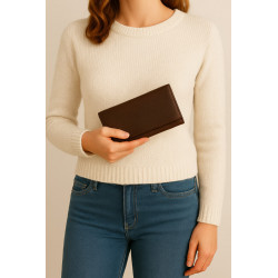 Tmavě hnědá dámská psaníčková kožená peněženka Imogen