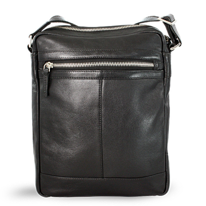 Černý pánský kožený zipový crossbag William