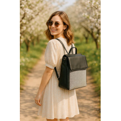 Černobílý městský kožený batoh Neville