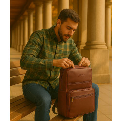 Hnědý pánský kožený batoh Lótiel