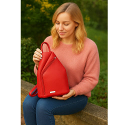 Červený kožený batůžek/kabelka Hazelien