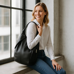 Černý dámský kožený batoh/kabelka Khalesi