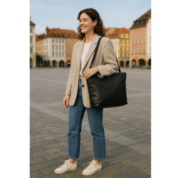 Černá dámská kožená kabelka přes rameno Charlotie