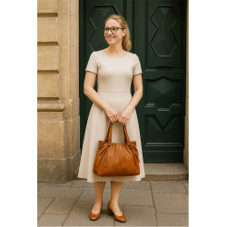 Hnědá dámská kožená zipová kabelka Indira