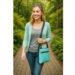 Tyrkysovočerná dámská kožená crossbody kabelka Vatie