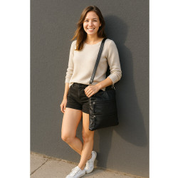 Černá kožená zipová taška Cassidy