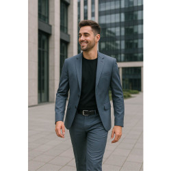 Černý prošívaný kožený pánský opasek do riflí Scandy