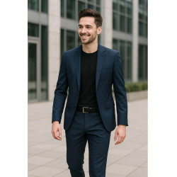 Černý prošívaný kožený pánský opasek do riflí Reino