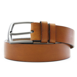Světle hnědý kožený hladký pánský opasek Sajol