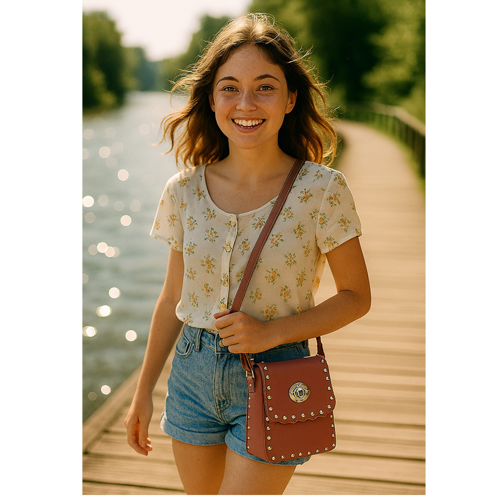 Tmavě růžová klopnová dámská crossbody kabelka Elira