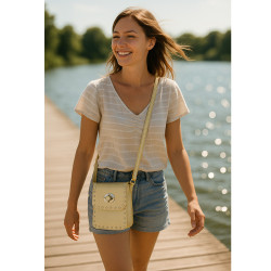 Zlatá klopnová dámská crossbody kabelka Elira