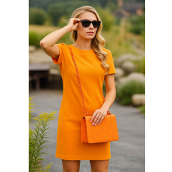 Oranžová dámská crossbody kabelka s ozdobnou klopnou Dobea