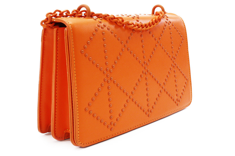 Oranžová dámská crossbody kabelka s ozdobnou klopnou Dobea