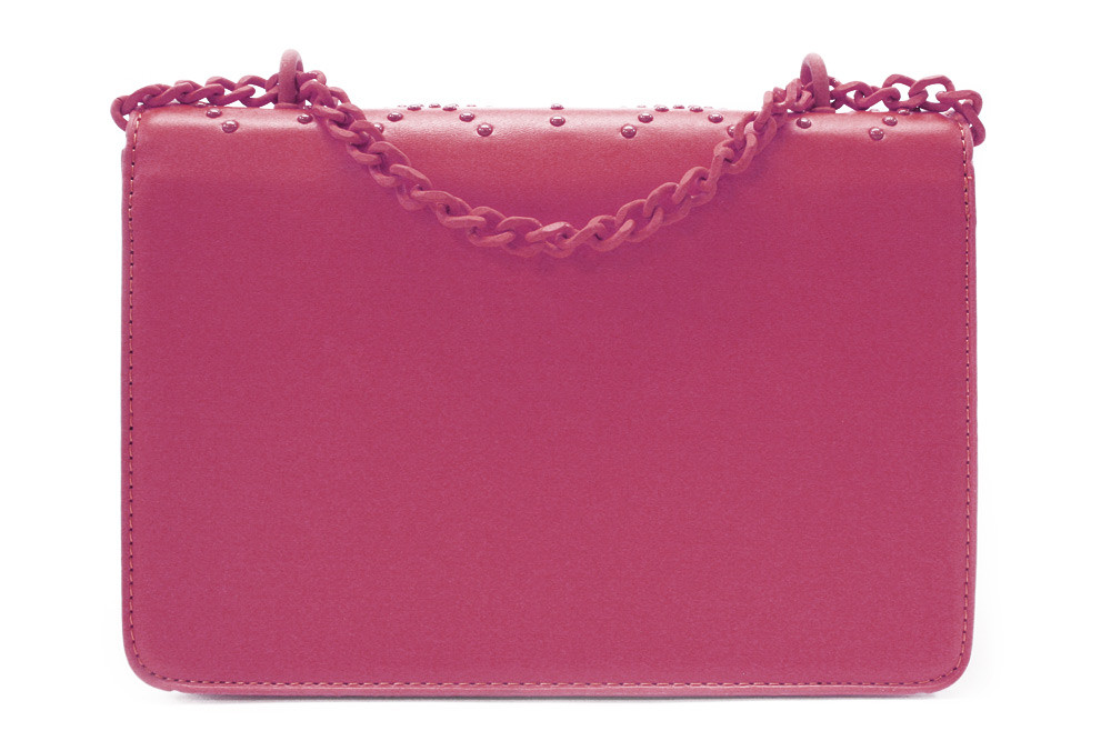 Tmavě růžová dámská crossbody kabelka s ozdobnou klopnou Dobea