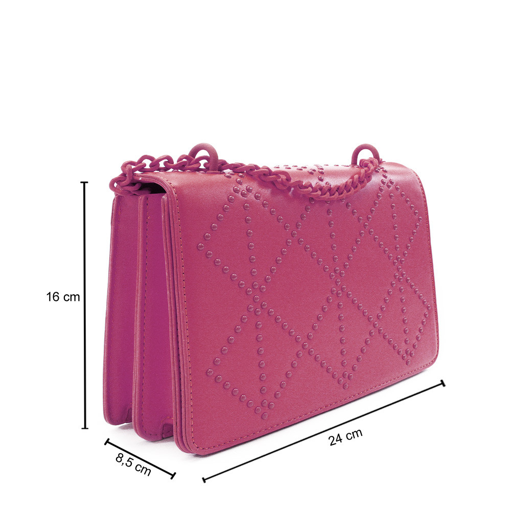 Tmavě růžová dámská crossbody kabelka s ozdobnou klopnou Dobea