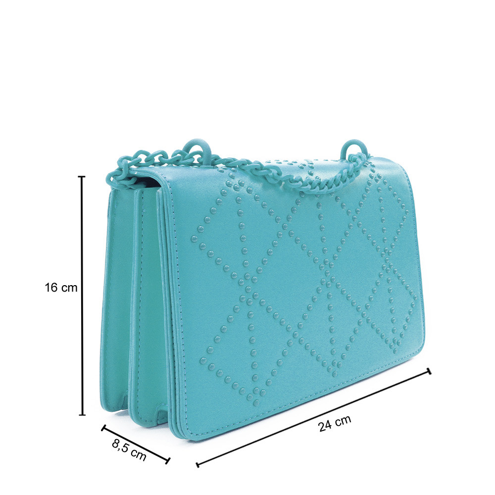 Modrá dámská crossbody kabelka s ozdobnou klopnou Dobea