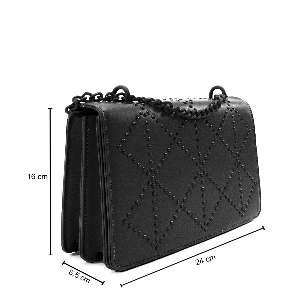 Černá dámská crossbody kabelka s ozdobnou klopnou Dobea