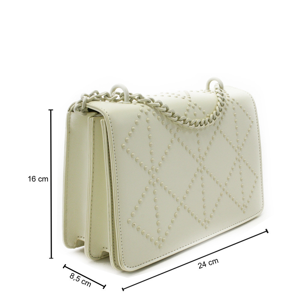 Smetanová dámská crossbody kabelka s ozdobnou klopnou Dobea