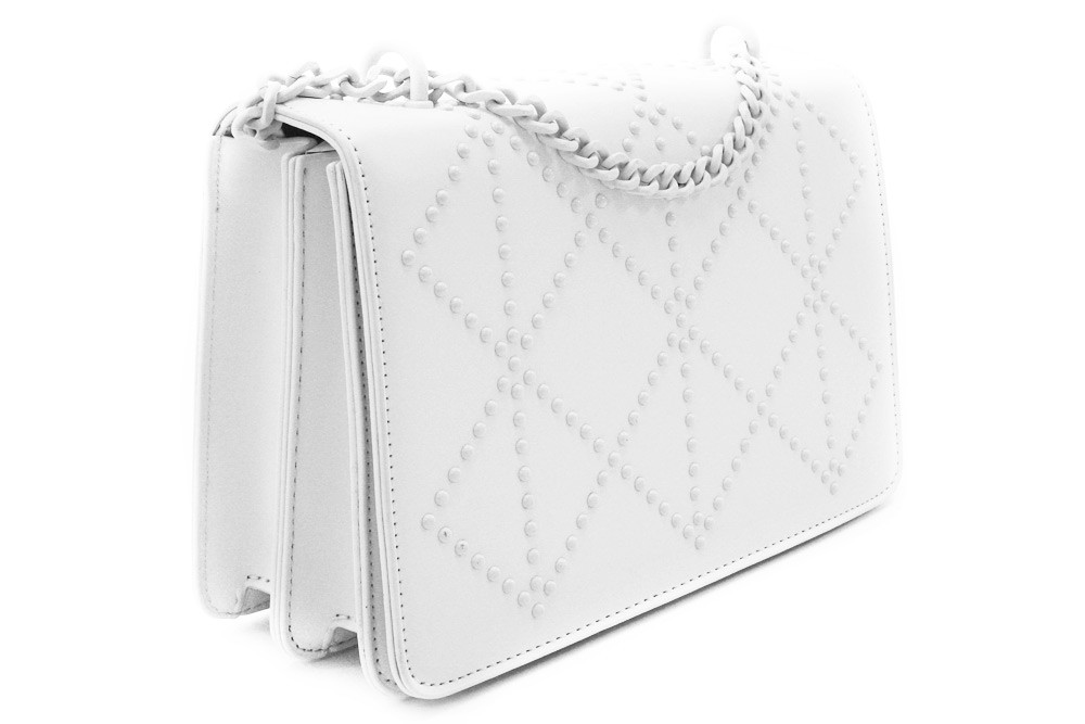 Bílá dámská crossbody kabelka s ozdobnou klopnou Dobea