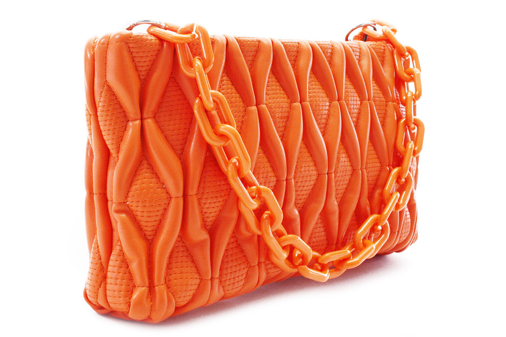 Oranžová netradiční prošívaná crossbody dámská kabelka Azzini
