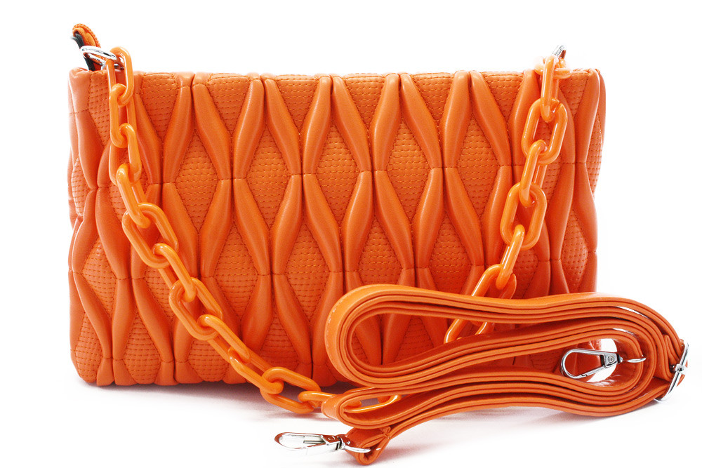 Oranžová netradiční prošívaná crossbody dámská kabelka Azzini