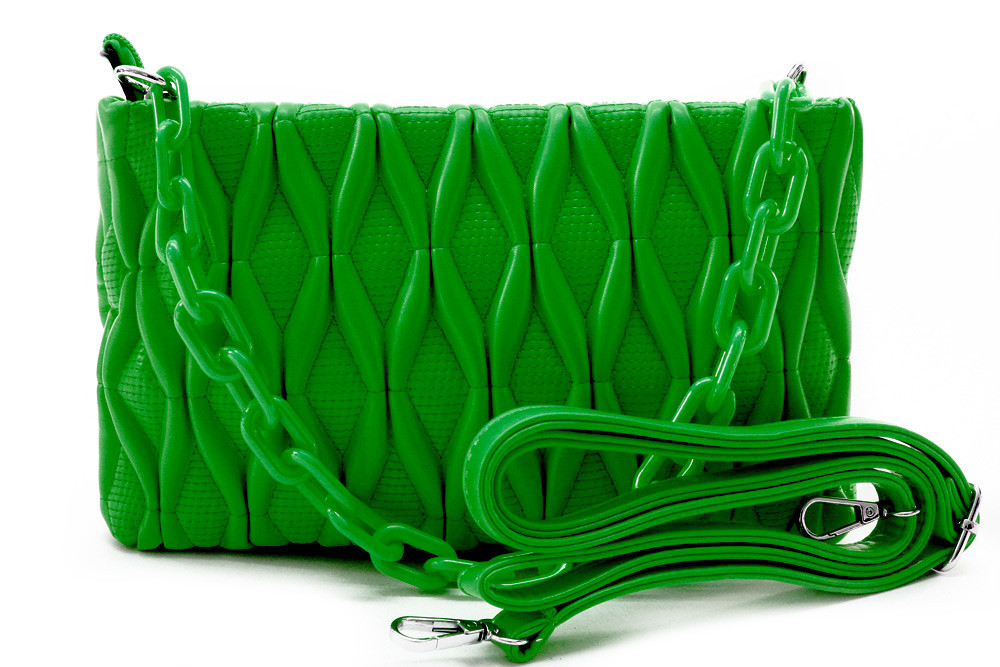 Zelená netradiční prošívaná crossbody dámská kabelka Azzini