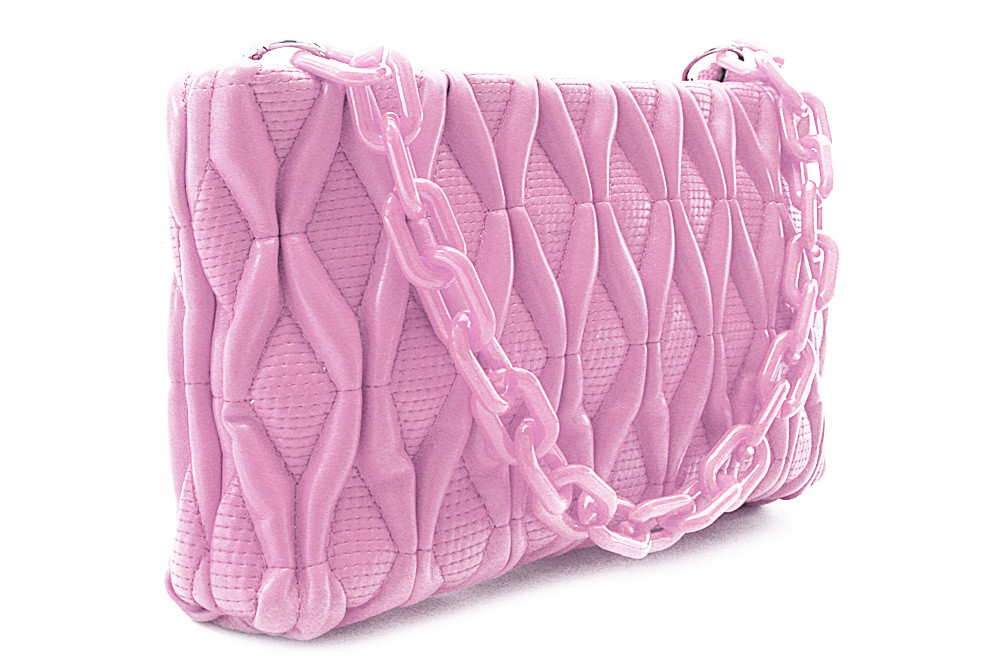 Světle růžová netradiční prošívaná crossbody dámská kabelka Azzini