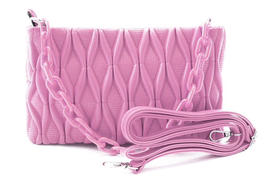 Světle růžová netradiční prošívaná crossbody dámská kabelka Azzini