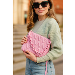 Světle růžová netradiční prošívaná crossbody dámská kabelka Azzini