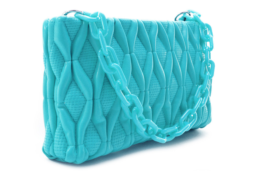Světle modrá netradiční prošívaná crossbody dámská kabelka Azzini