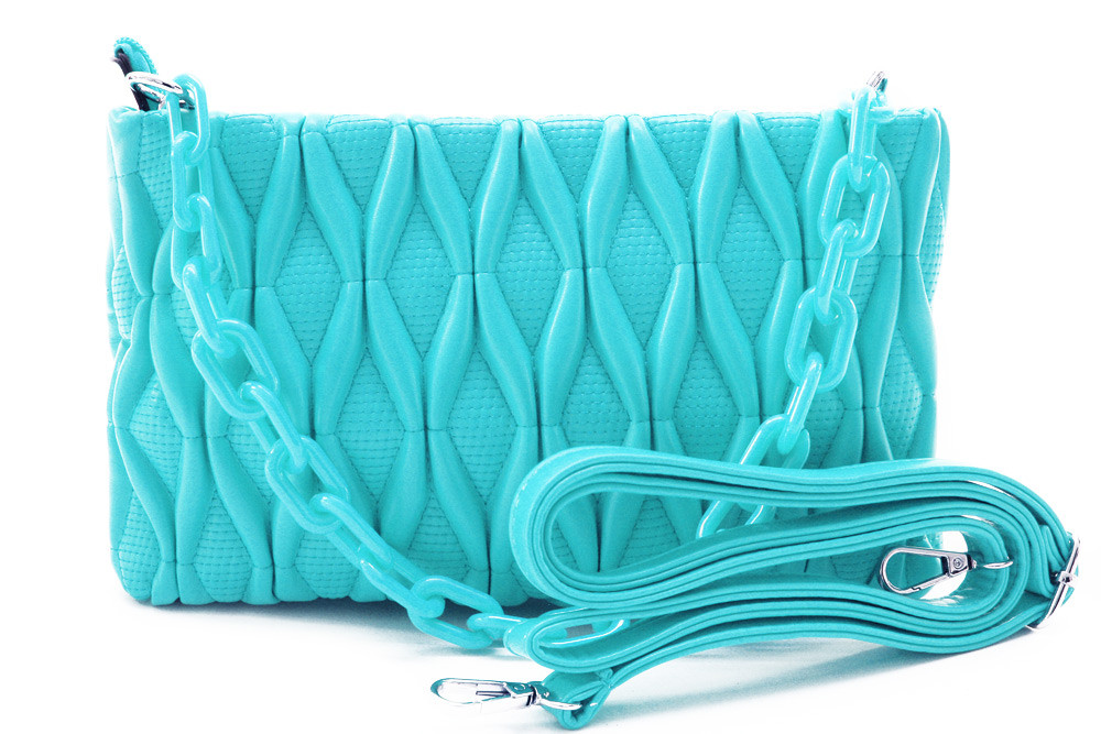 Světle modrá netradiční prošívaná crossbody dámská kabelka Azzini