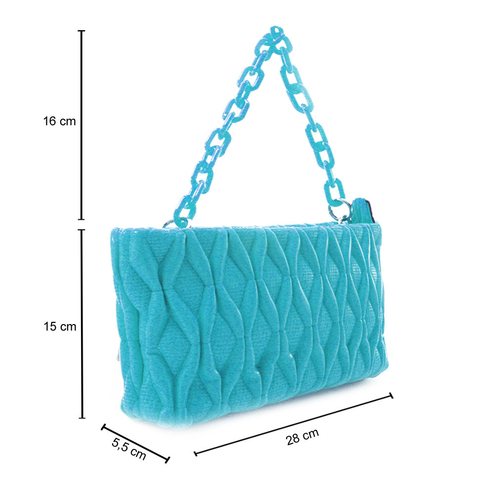 Světle modrá netradiční prošívaná crossbody dámská kabelka Azzini