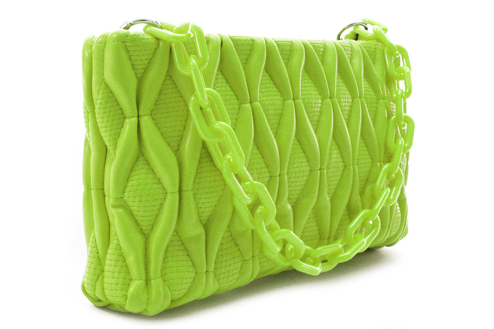 Světle zelená netradiční prošívaná crossbody dámská kabelka Azzini