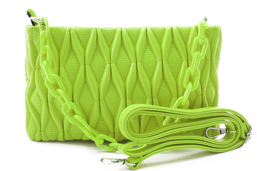 Světle zelená netradiční prošívaná crossbody dámská kabelka Azzini