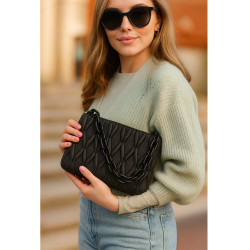 Černá netradiční prošívaná crossbody dámská kabelka Azzini