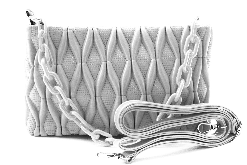 Stříbrná netradiční prošívaná crossbody dámská kabelka Azzini