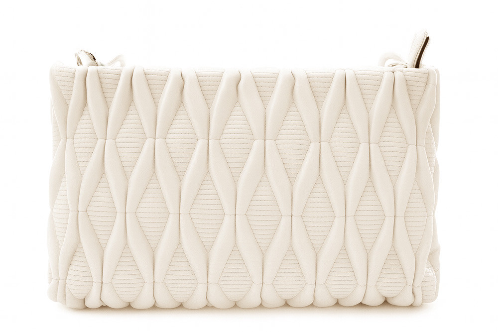 Smetanová netradiční prošívaná crossbody dámská kabelka Azzini