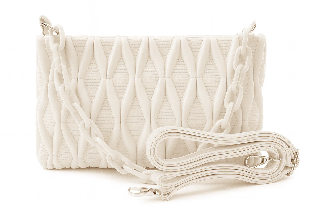 Smetanová netradiční prošívaná crossbody dámská kabelka Azzini