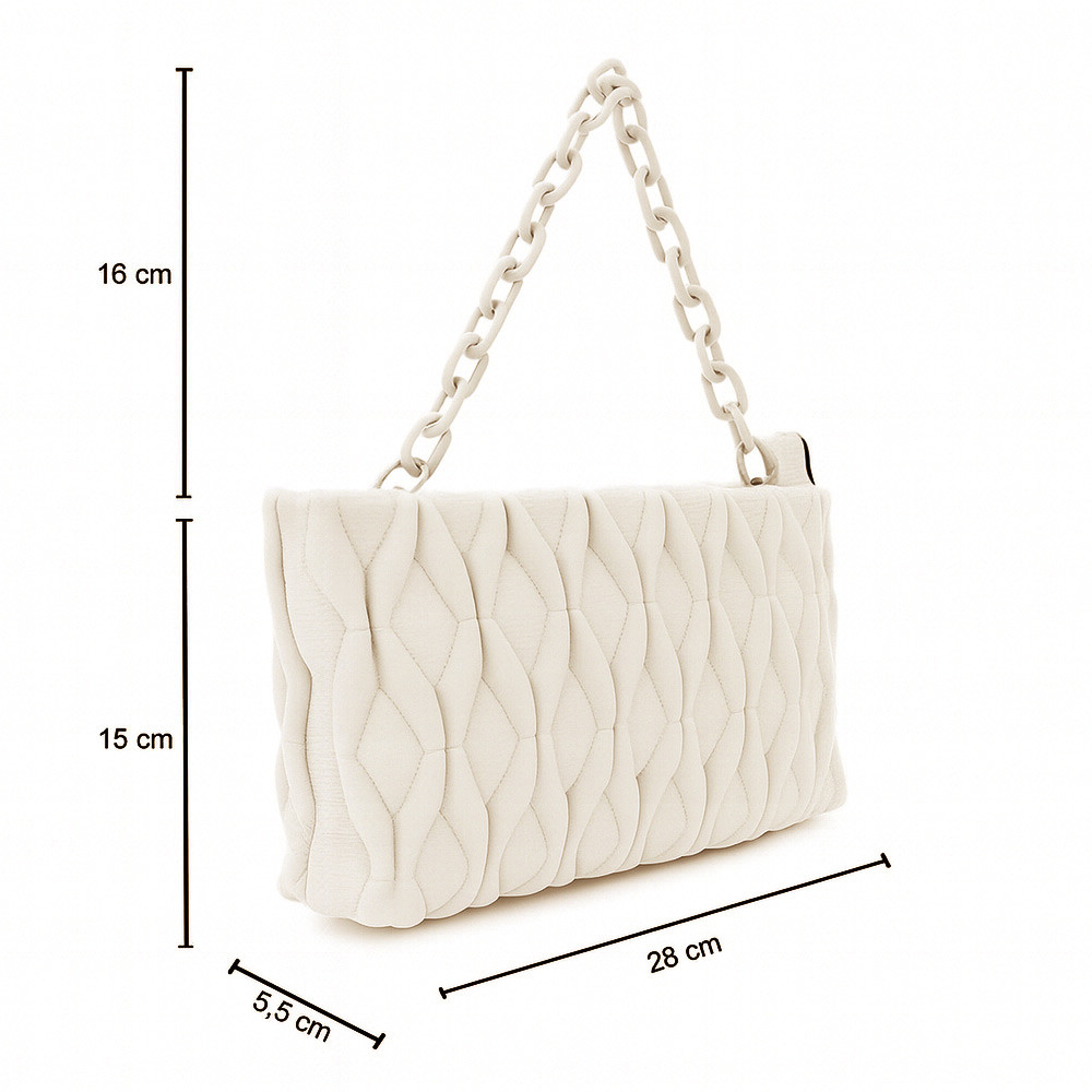 Smetanová netradiční prošívaná crossbody dámská kabelka Azzini