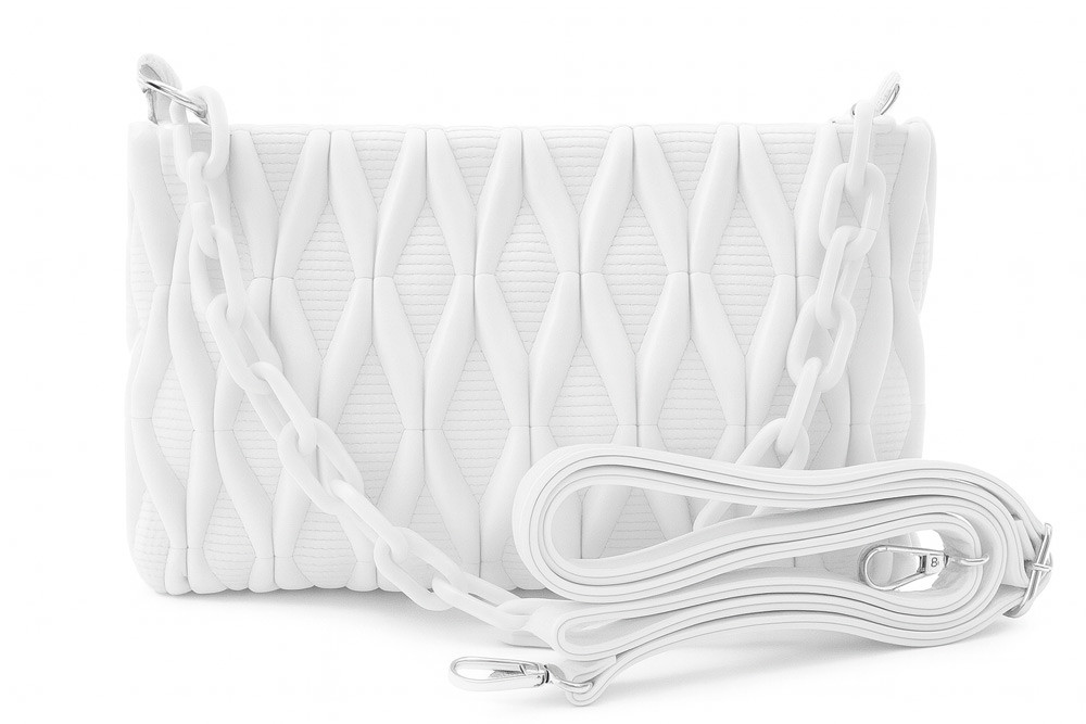 Bílá netradiční prošívaná crossbody dámská kabelka Azzini