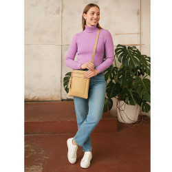 Světle hnědá crossbody dámská kabelka Bakest