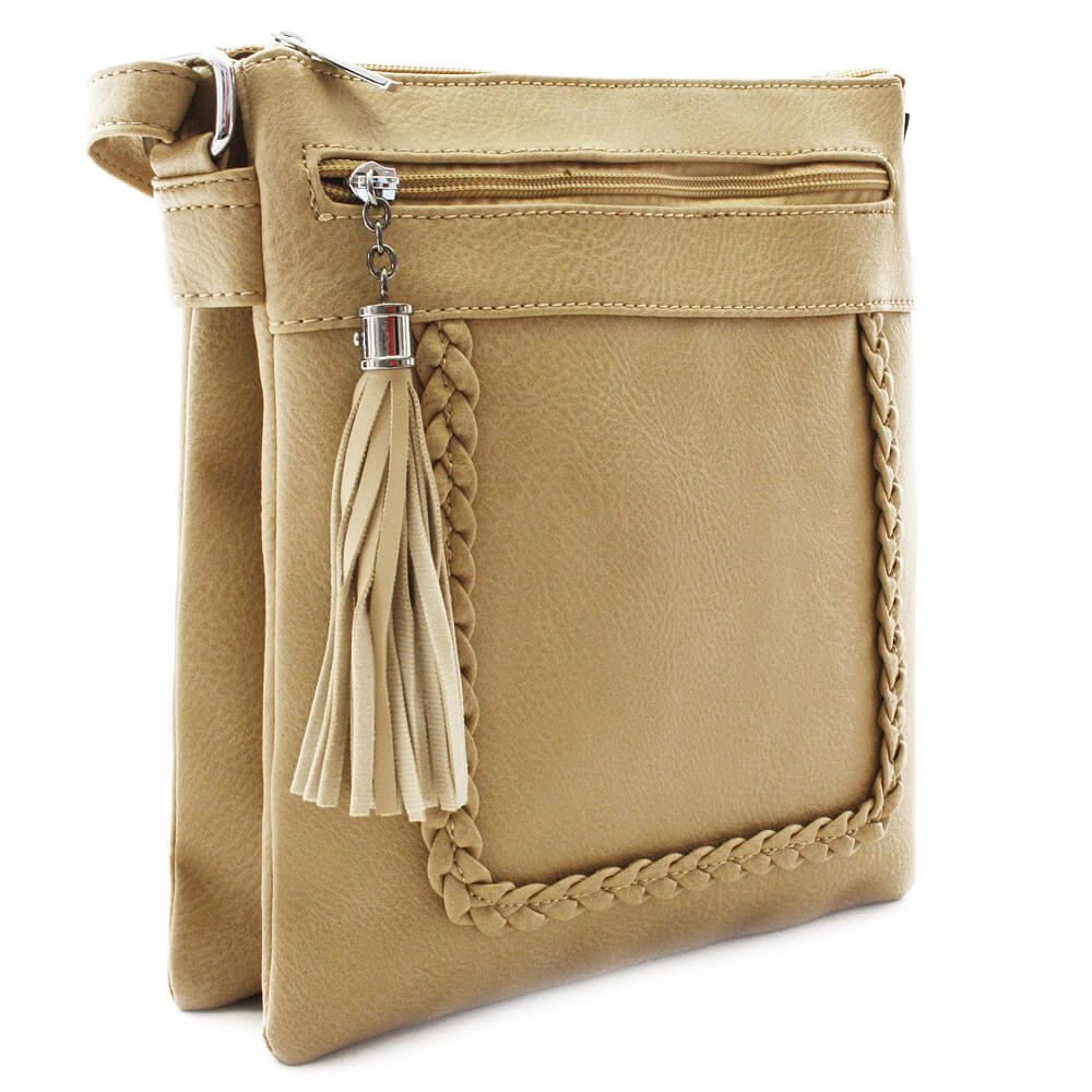 Světle hnědá crossbody dámská kabelka Bakest