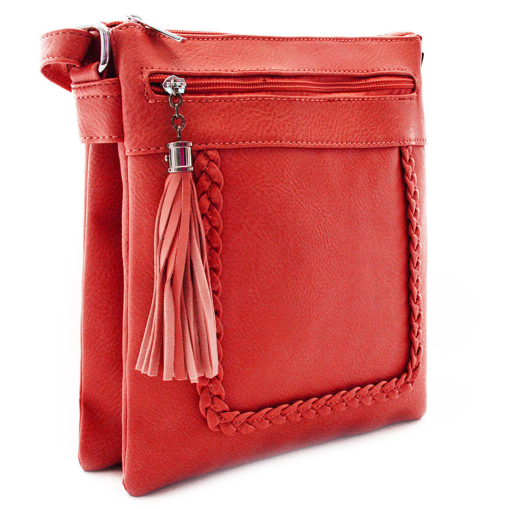 Červená crossbody dámská kabelka Bakest